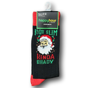 3/$18 Santa Claus "Not Slim, Kinda Shady" Christmas Funny Novelty Socks - NWT